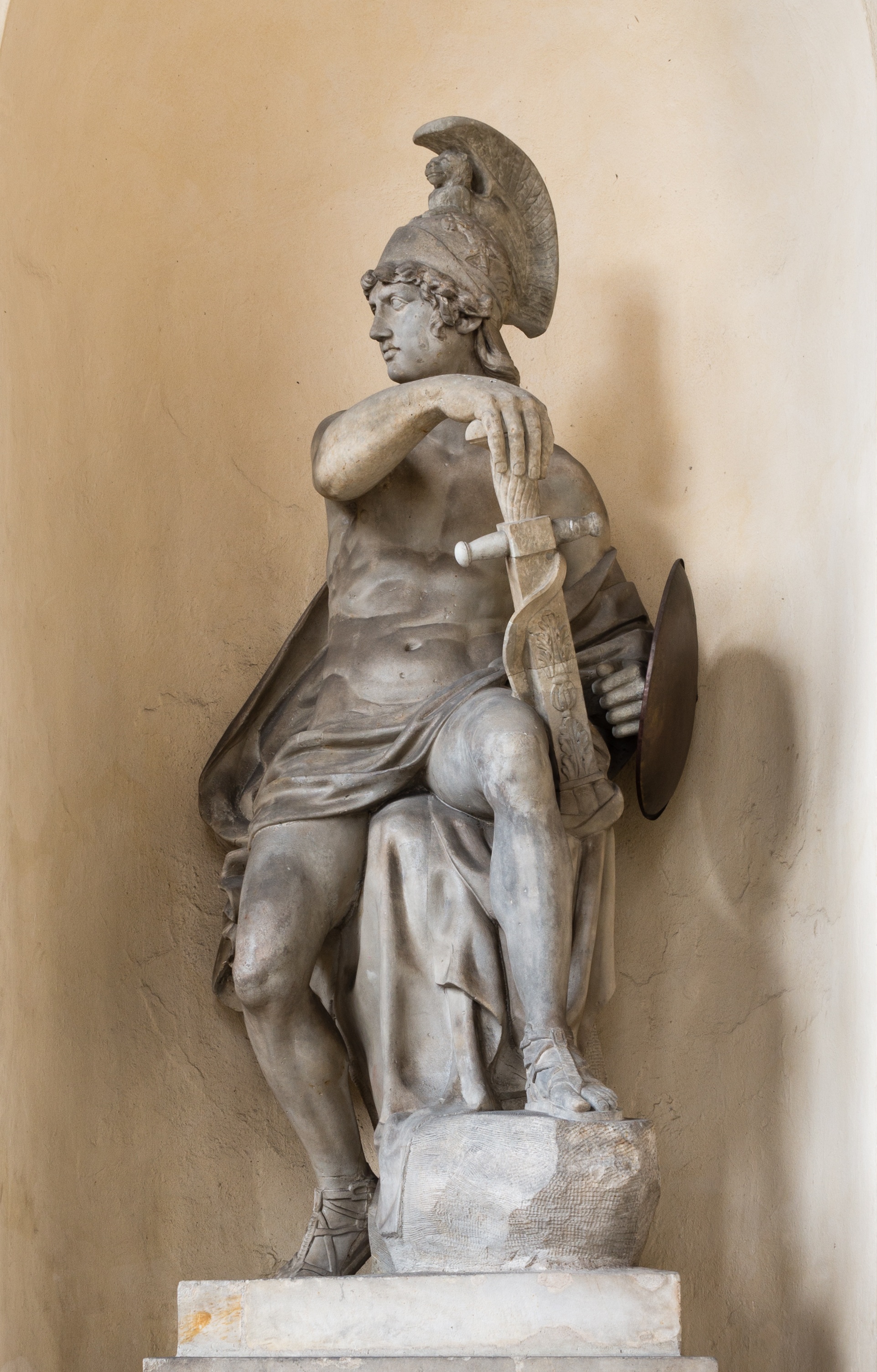 Henry II of France as the God Mars, by Jean Goujon. Relief on the left of the central window, left part of the West façade of the cour Carrée in the Louvre palace, Paris